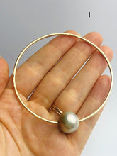 14K Gold Filled Single Tahitian Pearl Bangle Bracelets - Size Large - 13-14mm Pearls (787 No. 1-5)