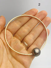 14K Gold Filled Single Tahitian Pearl Bangle Bracelets - Size Large - 13-14mm Pearls (787 No. 1-5)