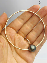 14K Gold Filled Single Tahitian Pearl Bangle Bracelets - Size Large - 13-14mm Pearls (787 No. 1-5)