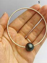 14K Gold Filled Single Tahitian Pearl Bangle Bracelets - Size Large - 13-14mm Pearls (787 No. 1-5)
