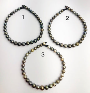 BIG 16mm Round Tahitian Pearl Necklace on Leather Cord, 12 - 16mm (286)