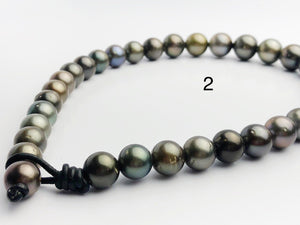 BIG 16mm Round Tahitian Pearl Necklace on Leather Cord, 12 - 16mm (286)
