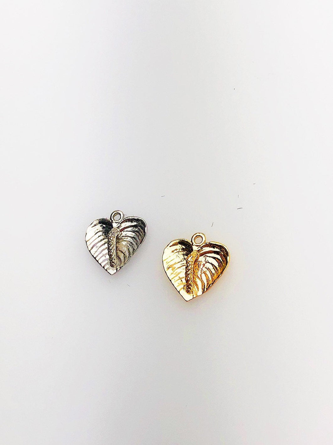 14K Solid Gold Anthurium Charm w/ Ring, 8.8x8.9mm, Made in USA (L-3)