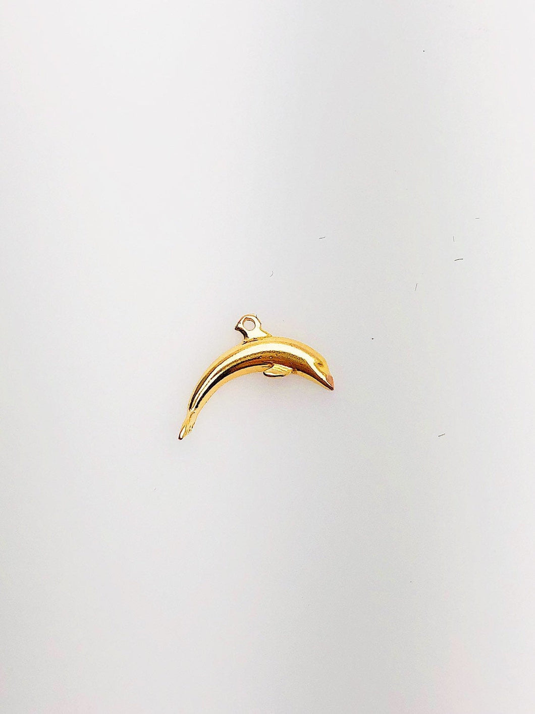14K Solid Gold Dolphin Charm w/ Ring, 12.3x8.1mm, Made in USA (L-2)