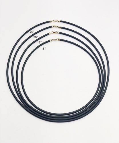14K Gold Filled & Black Rubber Necklaces. 16