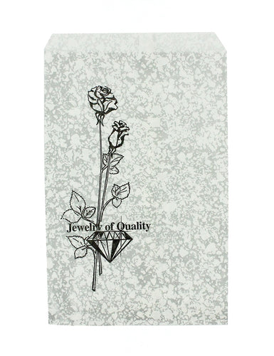 Paper Bag Silvertone w/ Flowers