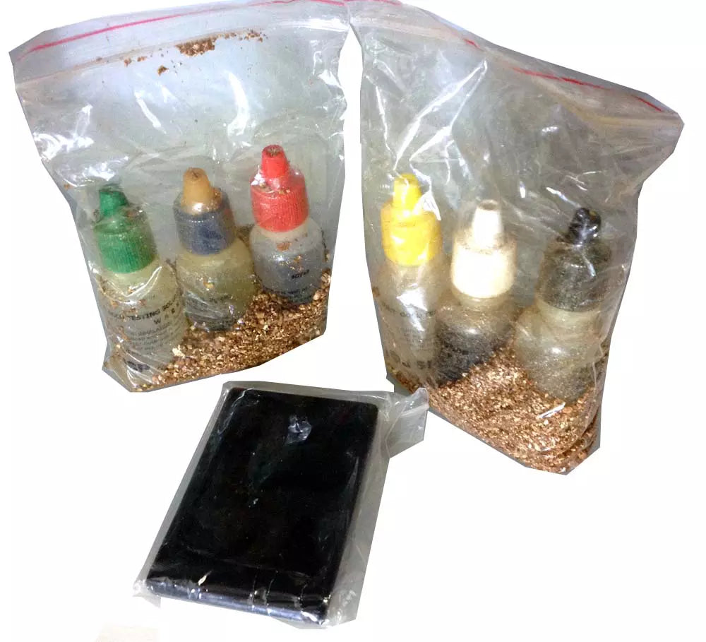 6 Acid Bottles w/ Testing Stone