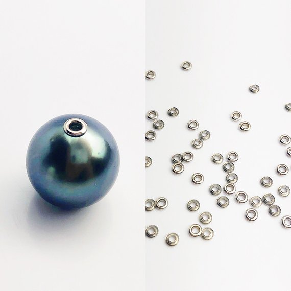 14K White Gold 2.0mm Bead Grommet with 1.5mm Hole