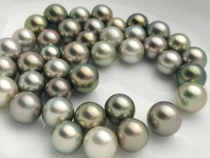 Pistachio Tahitian Natural color, Loose Pearls, Round, 9mm - 11.9mm, AAA Quality, Green Tahitian Pearls