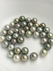 Pistachio Tahitian Natural color, Loose Pearls, Round, 9mm - 11.9mm, AAA Quality, Green Tahitian Pearls