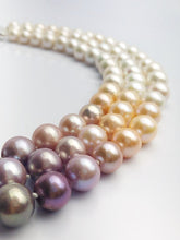 Edison Pearl Triple Strand Necklace, Natural Color, 10-13mm