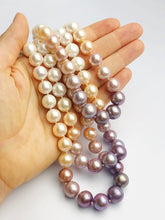 Edison Pearl Triple Strand Necklace, Natural Color, 10-13mm