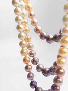 Edison Pearl Triple Strand Necklace, Natural Color, 10-13mm