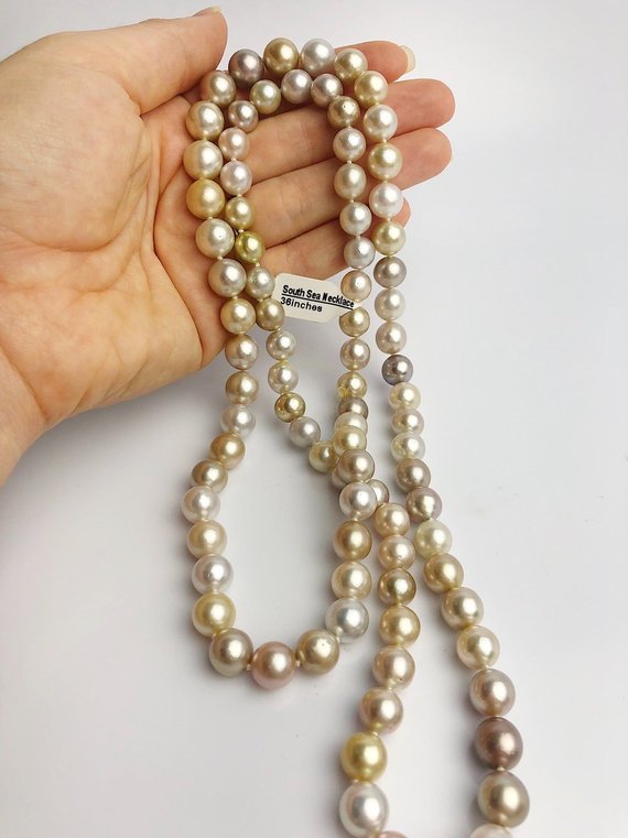 9-11mm Golden South Sea Pearl Necklace Strand, Natural Color, AAA Qual –  Aloha Pearls & Schwartz