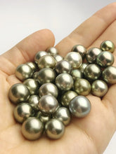 Pistachio Tahitian Natural color, Loose Pearls, Round, 9mm - 11.9mm, AAA Quality, Green Tahitian Pearls