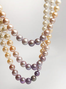 Edison Pearl Triple Strand Necklace, Natural Color, 10-13mm