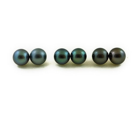 Tahitian pearls stud earrings 8mm 9mm 10mm (026)