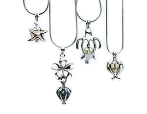 Cage Pendants for Pearls with necklace in a box