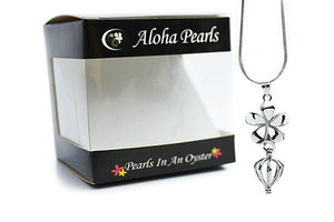 Cage Pendants for Pearls with necklace in a box