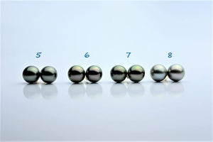 10mm Tahitian Pearl Earrings, 14K Gold Stud Setting Included (10mm A)