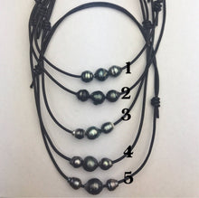 3 Tahitian Pearls on Leather Necklace