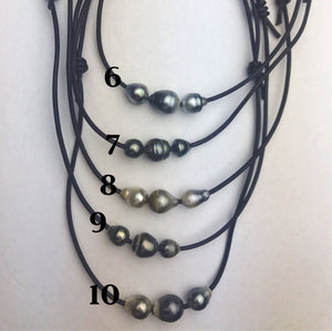 3 Tahitian Pearls on Leather Necklace