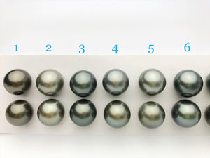 12.5mm Tahitian Pearls  Round, AAA, Loose Matched Pairs 12.5mm (140)
