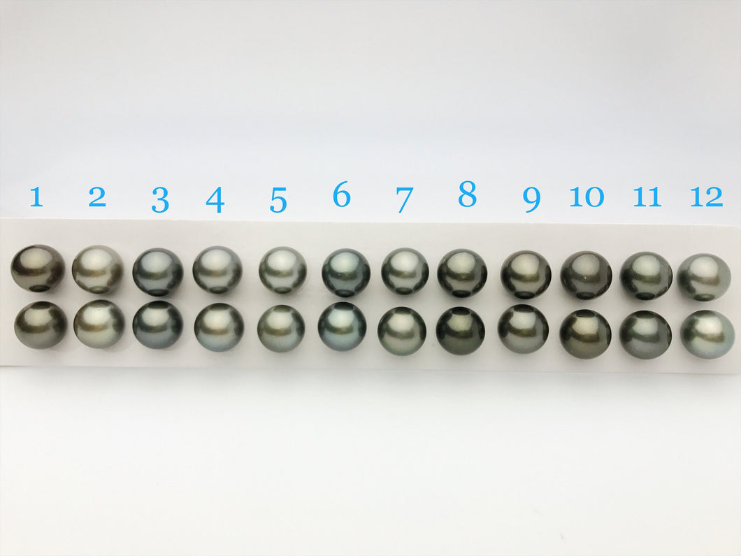 12.5mm Tahitian Pearls  Round, AAA, Loose Matched Pairs 12.5mm (140)