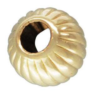 3.0mm Straight Corrugated Bead 1.4mm Hole, 14k gold filled. Made in USA. #4004730C