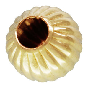 4.0mm Straight Corrugated Bead 1.4mm Hole, 14k gold filled. Made in USA. #4004740C