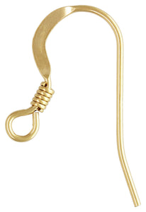 Ear Wire Flat w/Coil (0.61mm), 14k gold filled. Made in USA. #4006410