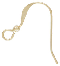 Ear Wire Flat w/2.0mm Bead (0.61mm), 14k gold filled. 14k Rose Gold Filled, Sterling Silver. #4006411