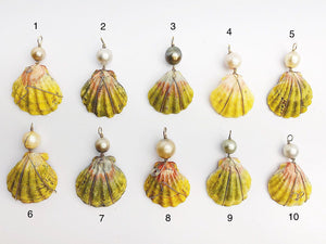 Sunrise Shell Wire and Pearl Pendants from Hawaii - Natural Color - Sunrise Shells - Sunnies (386 No. 1-10)