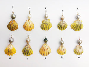 Sunrise Shell Wire and Pearl Pendants from Hawaii - Natural Color - Sunrise Shells - Sunnies (388 No. 1-10)