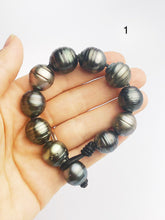 BIG Tahitian Pearl Bracelet on Leather - 17mm to 14mm (398 No. 1-3)