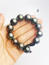 BIG Tahitian Pearl Bracelet on Leather - 16mm to 14mm (399 No. 1-3)