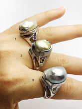 Handcarved Sterling Silver South Sea Pearl Rings - Natural Color - Southsea Pearls - Statement Ring (431 No. 1-3)
