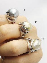 Handcarved Sterling Silver South Sea Pearl Rings - Natural Color - Southsea Pearls - Statement Ring (431 No. 1-3)