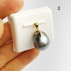 13-14mm Tahitian Pearl Pendants on 18K Gold Plated Sterling Silver (438 No. 1-4)