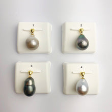 13-14mm Tahitian Pearl Pendants on 18K Gold Plated Sterling Silver (441 No. 1-4)