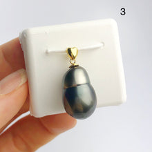13-14mm Tahitian Pearl Pendants on 18K Gold Plated Sterling Silver (441 No. 1-4)