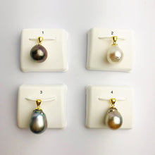 13-14mm Tahitian Pearl Pendants on 18K Gold Plated Sterling Silver (445 No. 1-4)