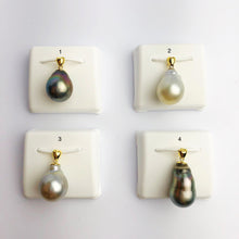 13-14mm Tahitian Pearl Pendants on 18K Gold Plated Sterling Silver (448 No. 1-4)