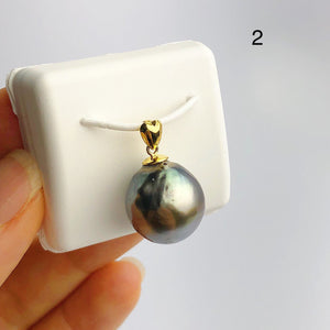 13-15mm Tahitian Pearl Pendants on 18K Gold Plated Sterling Silver (450 No. 1-4)