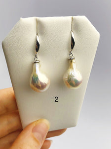 All Natural Edison Freshwater Baroque Pearl Drop Earrings on 925 Sterling Silver (478 No. 1-3)