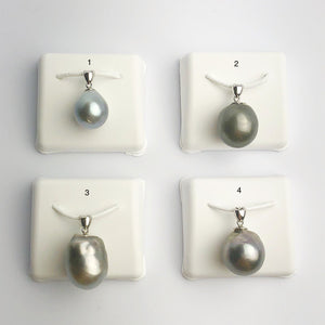 12-14mm Tahitian Pearl Pendants on 925 Sterling Silver (493 No. 1-4)