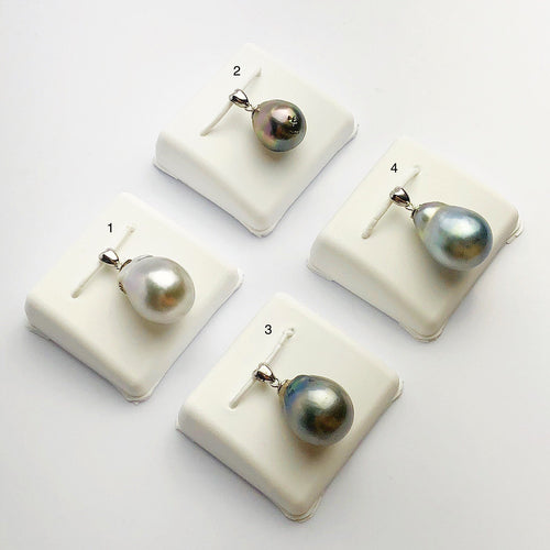 12-14mm Tahitian Pearl Pendants on 925 Sterling Silver (496 No. 1-4)