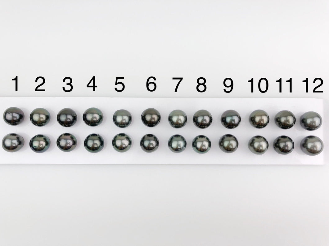 11-11.5mm Tahitian Pearls Round, AAA, Loose Matched Pairs 11mm (203)