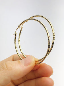 14k 2mm Gold Sparkle Hoop Earrings - 2" to 1/2" - Made in USA (#882-256, 202, 204, 203, 200)
