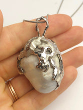 38mm GIANT South Sea Natural Pearl, 18k White Gold, 1.35 ct Diamonds - Statement Pendant - Handmade